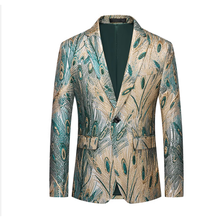 Jas/Blazer Pria Dewasa Formal Fashion Motif Merak Style Tuxedo Pria Slim Fit Impor