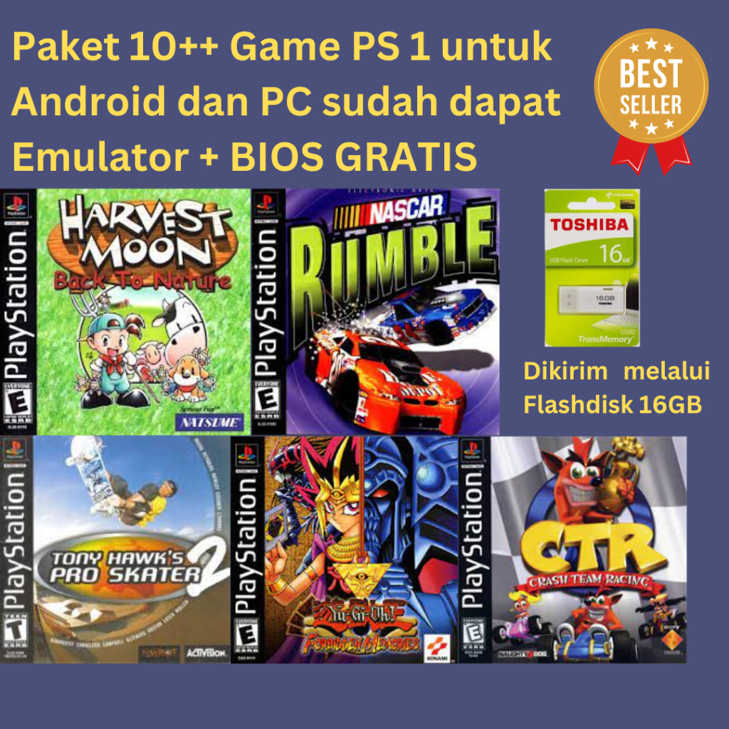 Isi 10 Game PS 1 Nostalgia bisa dimainkan di Android dan PC + Sudah termasuk Emulator dan BIOS untuk