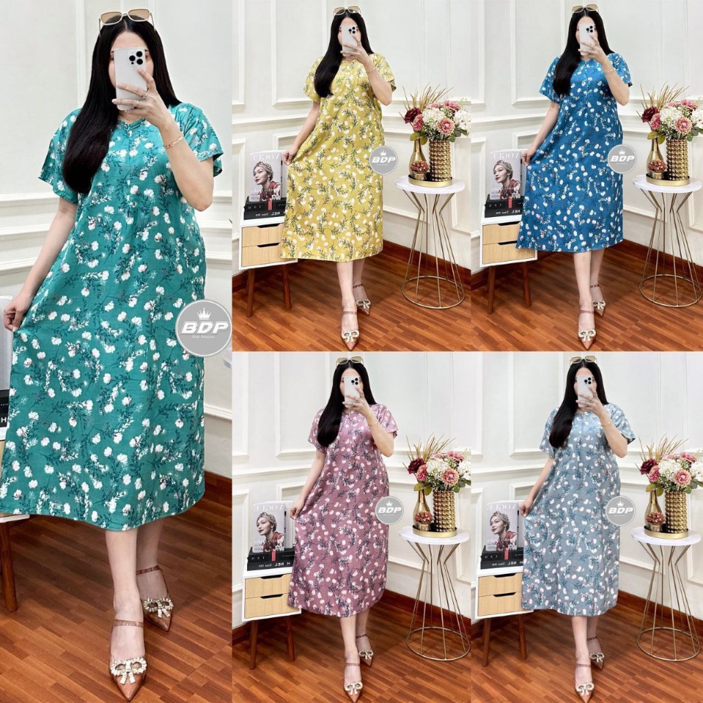 DASTER JUMBO LD 140 MOTIF AURELIE BUSUI DRESS WANITA SUPER JUMBO PIYAMA TIDUR LONGGAR