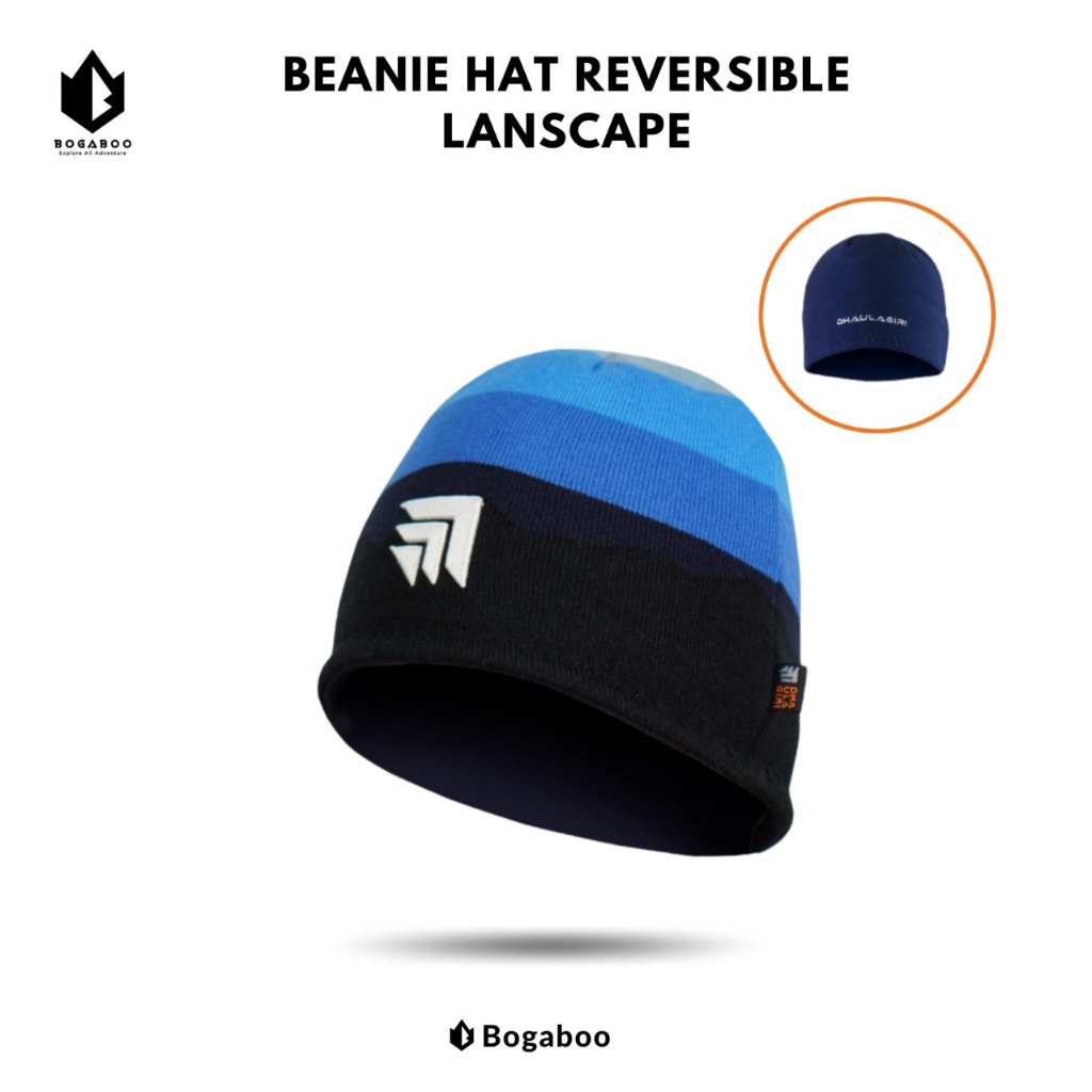 Dhaulagiri Beanie Hat Reversible Landscape Kupluk - Kupluk Rajut - Topi Peci Sholat - Kupluk Rajutan