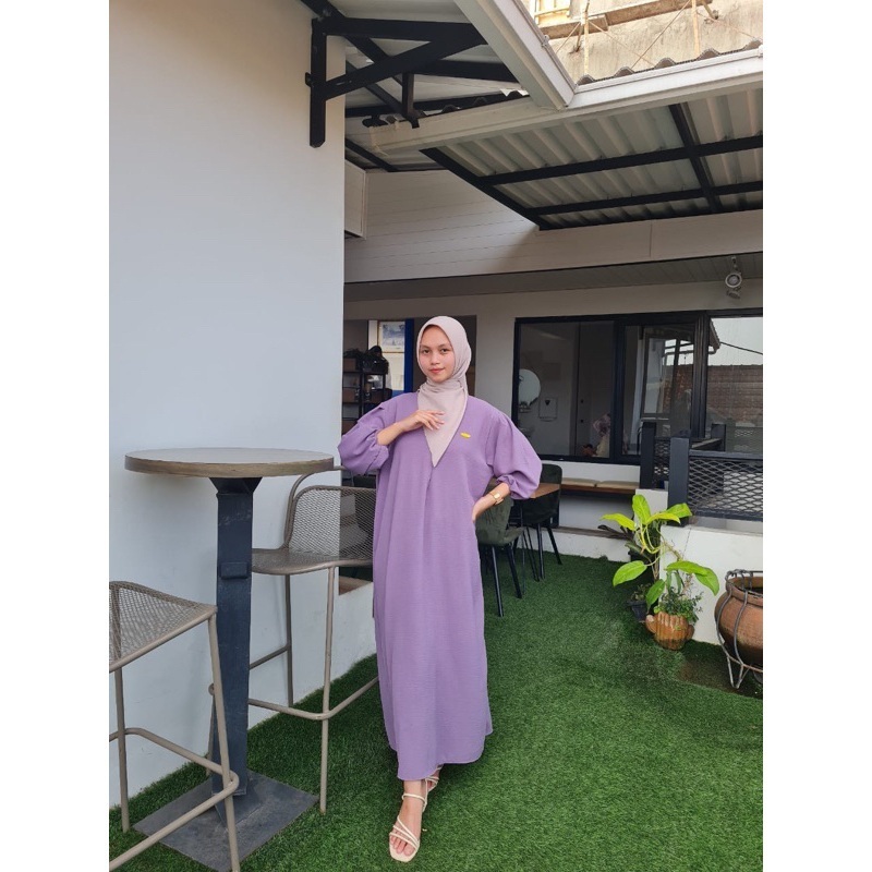 EDO Fashion - FATHIA DRESS Bahan Cringkle Airflow Gamis Wanita Polos Dewasa Kekinian Terbaru 2024 Le