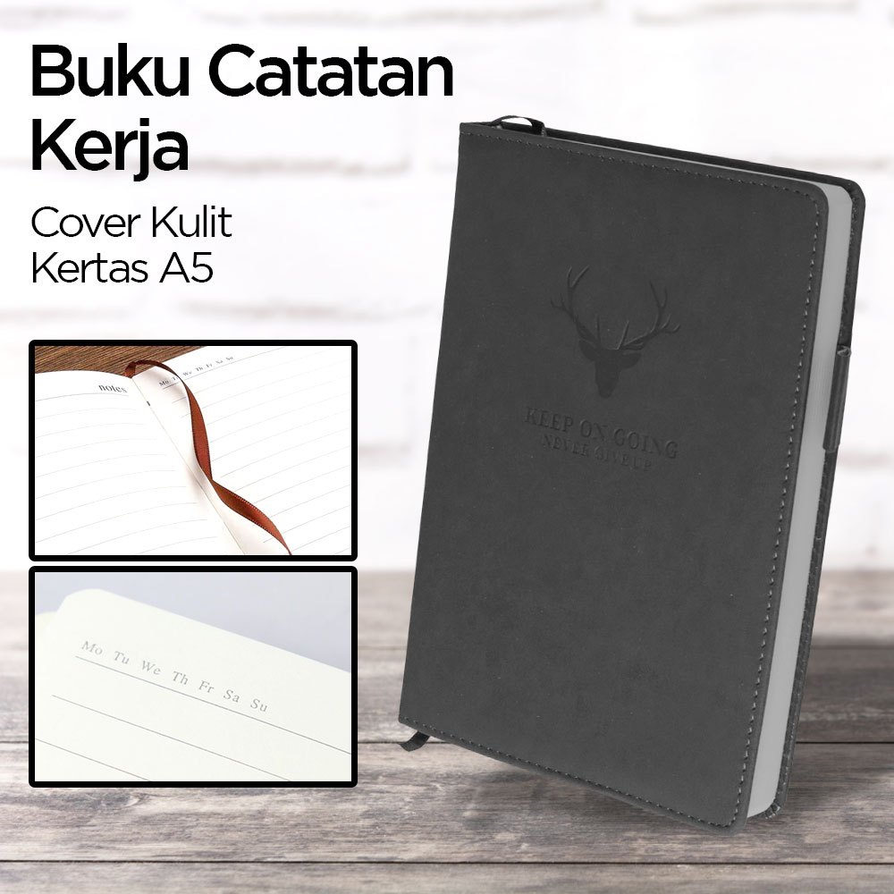 

Buku Catatan Harian Notebook Diary Cover Kulit 180 Lembar A5 - CW-5025 - Black