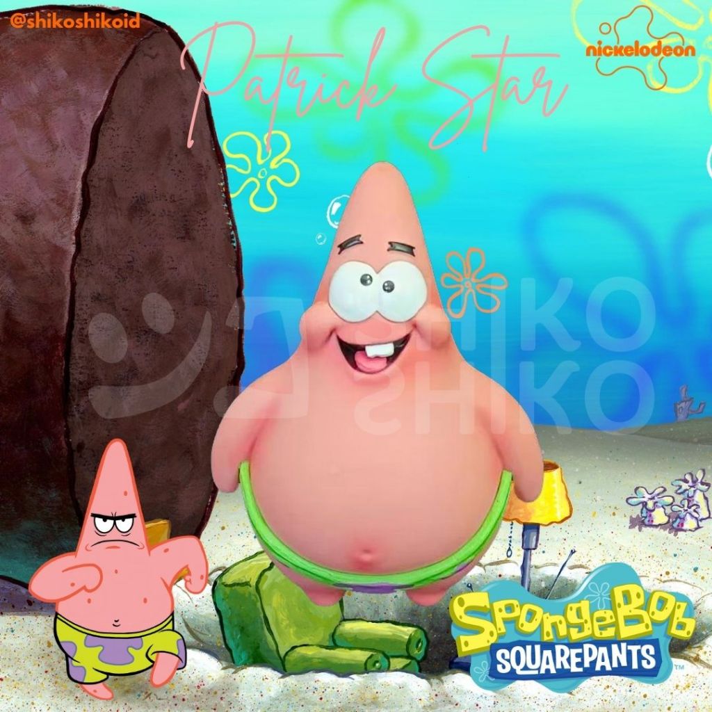 FGpat Figure Patrick Star Bokong Imut Jenaka dan Konyol Figur Spongebob Patrik Lucu Pantat Peach Boh