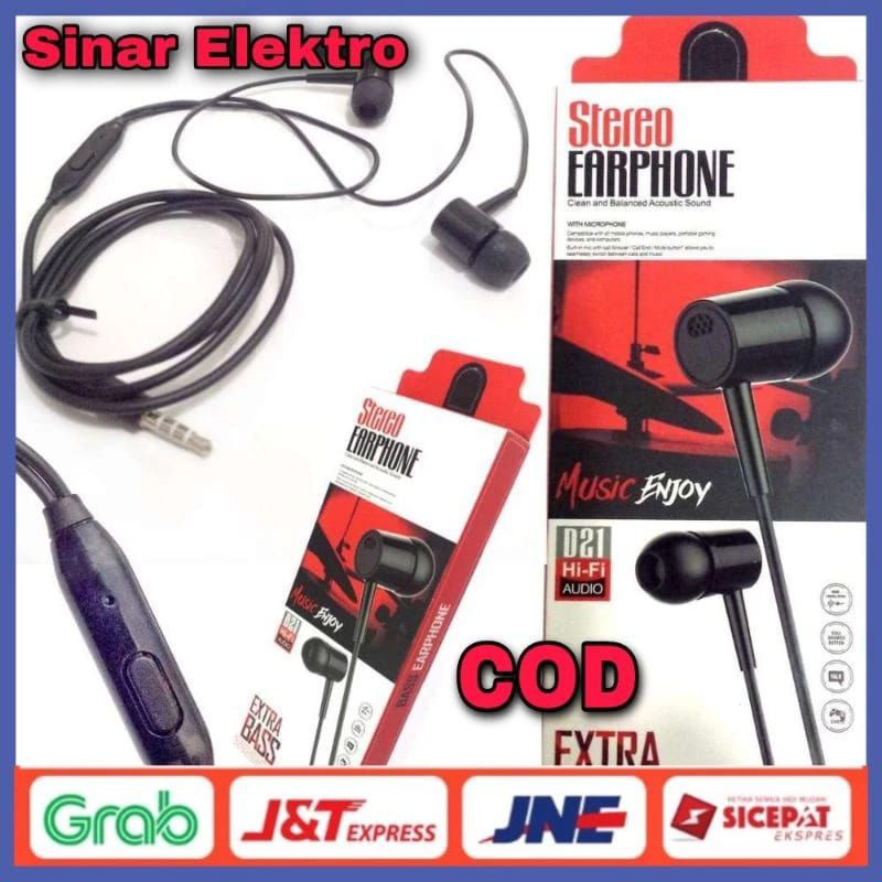 HF Headset Stereo Earphone Extra Bass D21/L29