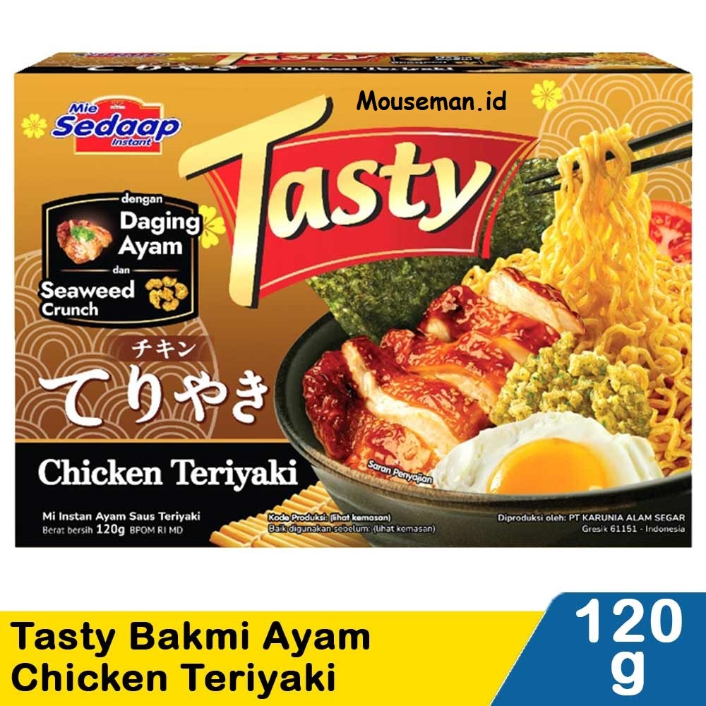 

Mie Sedaap Instant dengan Daging Ayam dan Seaweed Crunch Tasty CHICKEN TERIYAKI Mi Instan Ayam Saus Teriyaki 120gr