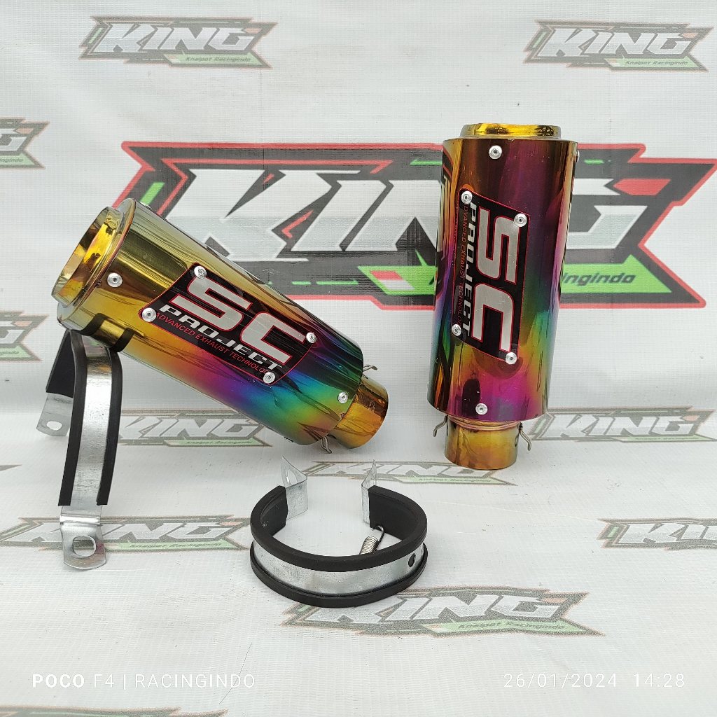 knalpot racing sc project kualitas terbaik inlet 50/51 mm bisa untuk semua sepeda motor