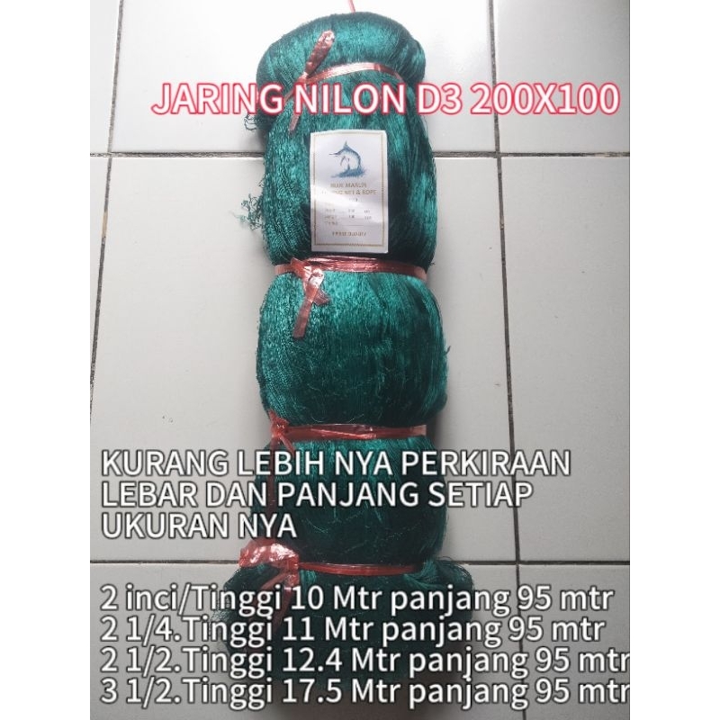 JARING NILON D3 JARING IKAN 210/3 200X100