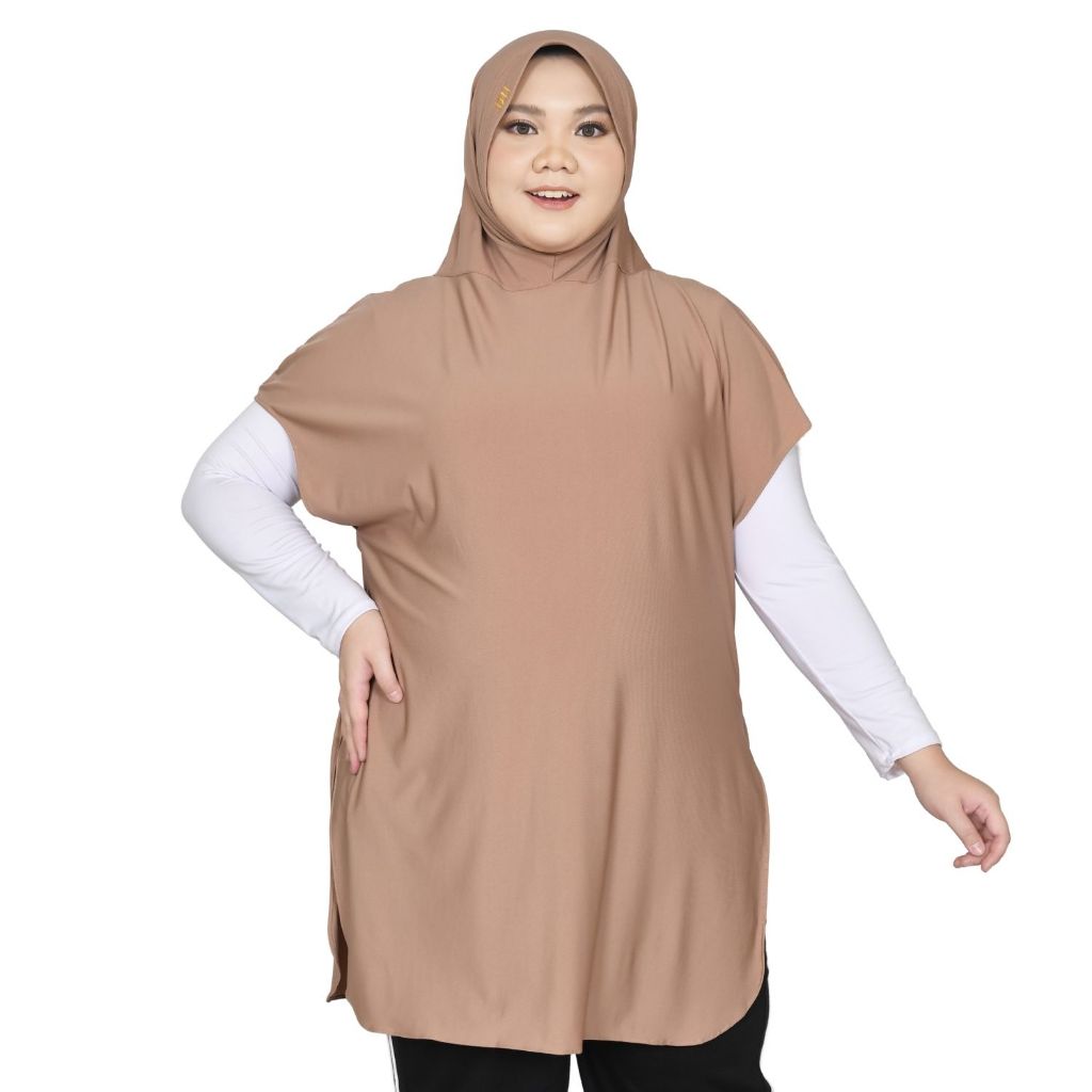 Jilbab Olahraga Syari Model Rompi Sporty Jumbo Ukuran Jumbo Bahan Jersey Super MAWADDAHOLSHOP