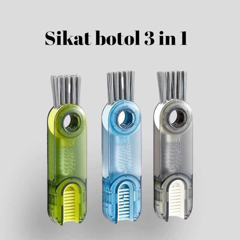 Sikat pembersih botol termos susu bayi 3in1 portable traveling serbaguna