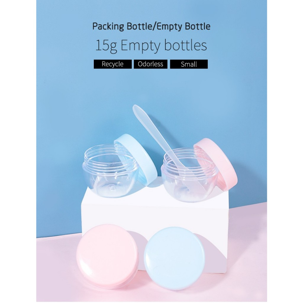 Neng Geulisss Botol Kosmetik Plastik Stoples Krim Wajah free Stapula Mini 15g 20g 2pcs Travel Size E