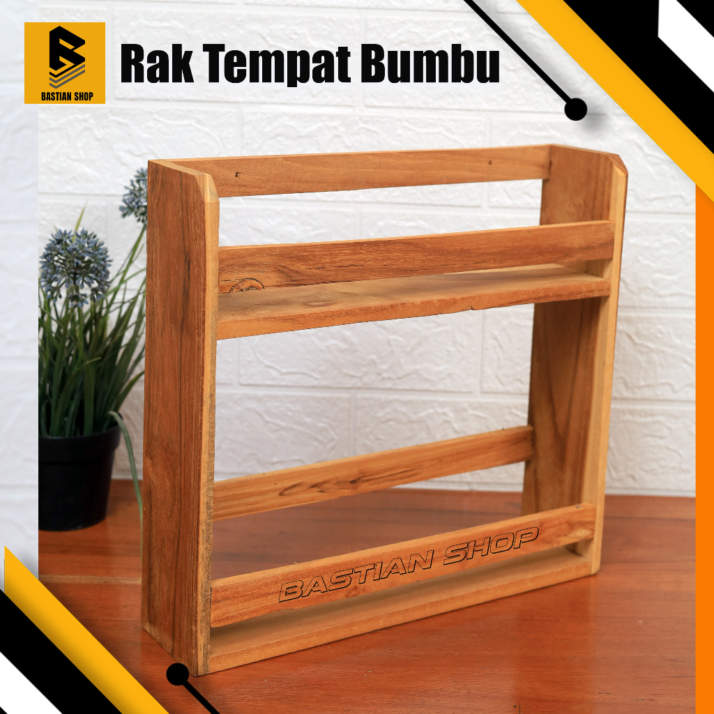 Rak bumbu dapur kayu model toples I Rak alat dapur dan toples I Rak tingkat dinding