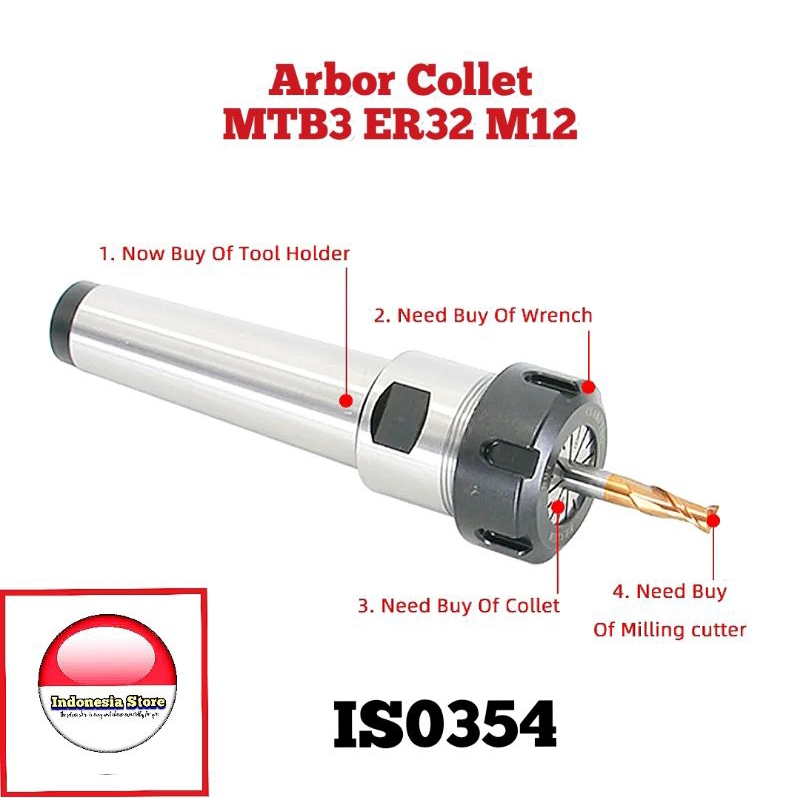 Arbor collet MTB3 ER32 drat atas M12 arbor milling arbor bor frais