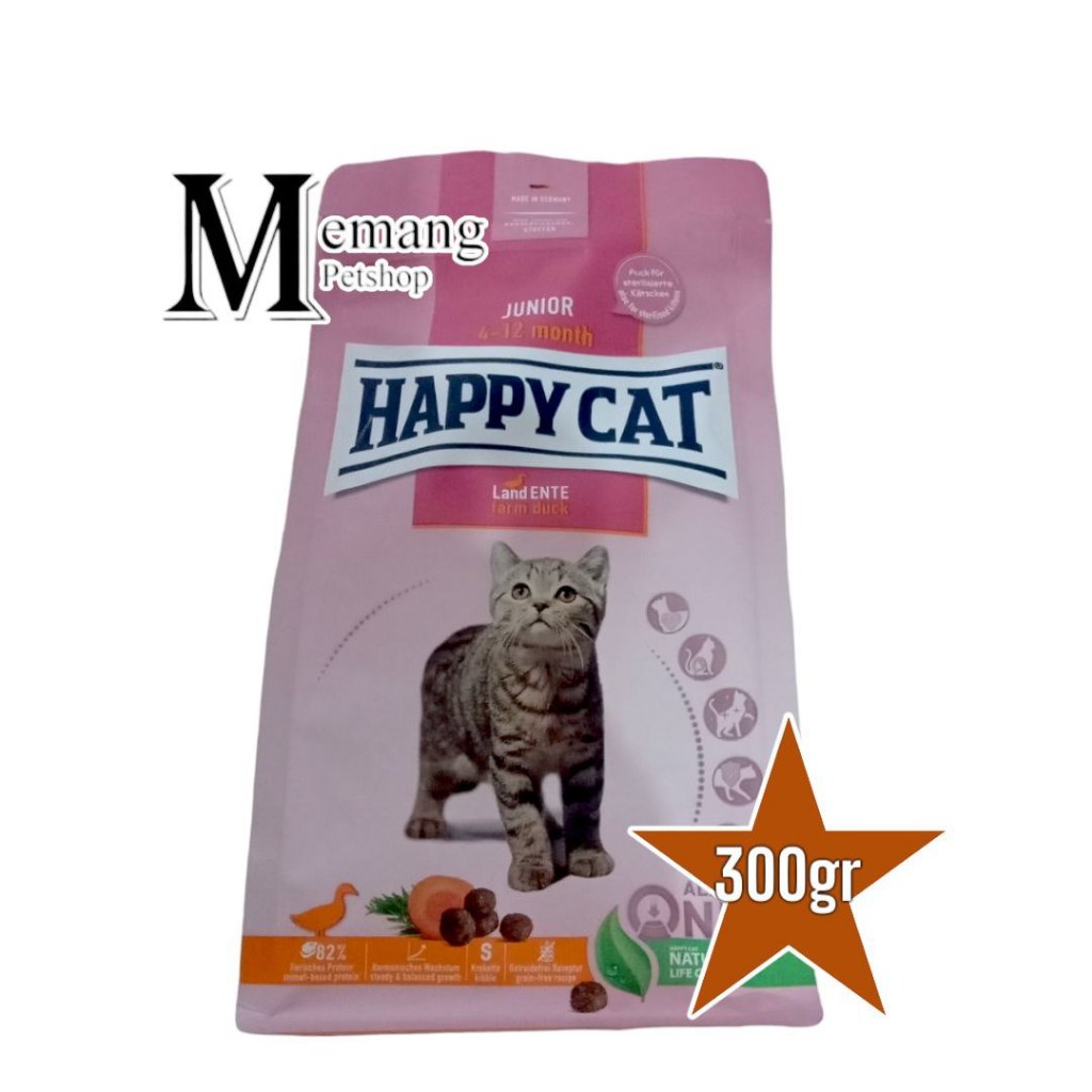 Happy Cat Junior Grainfree 300gram Duck - Kitten Food Makanan Kucing