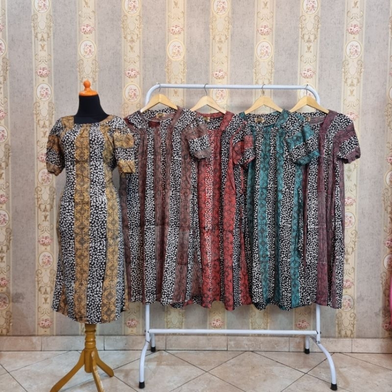 DASTER FUJI MOTIF KOTAK by DNZ/ DASTER FUJI RAYON/ DASTER BATIK CAP PEKALONGAN BAHAN ADEM SIZE JUMBO