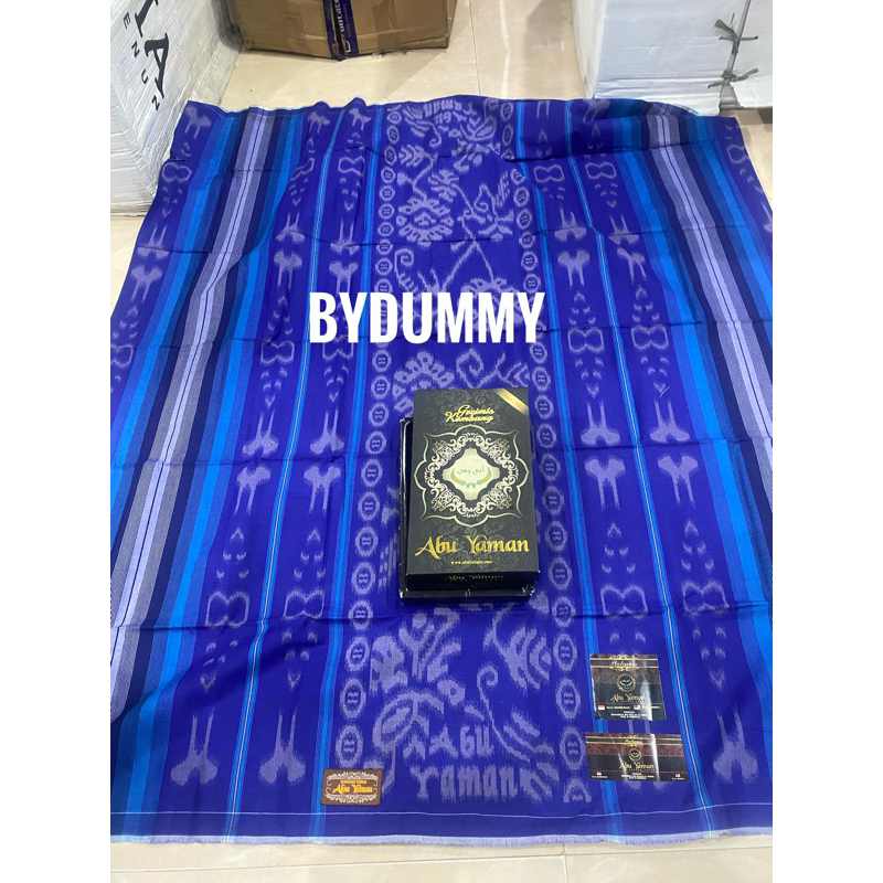 Sarung abu yaman platinum warna biru dongker liris kembang kombinasi