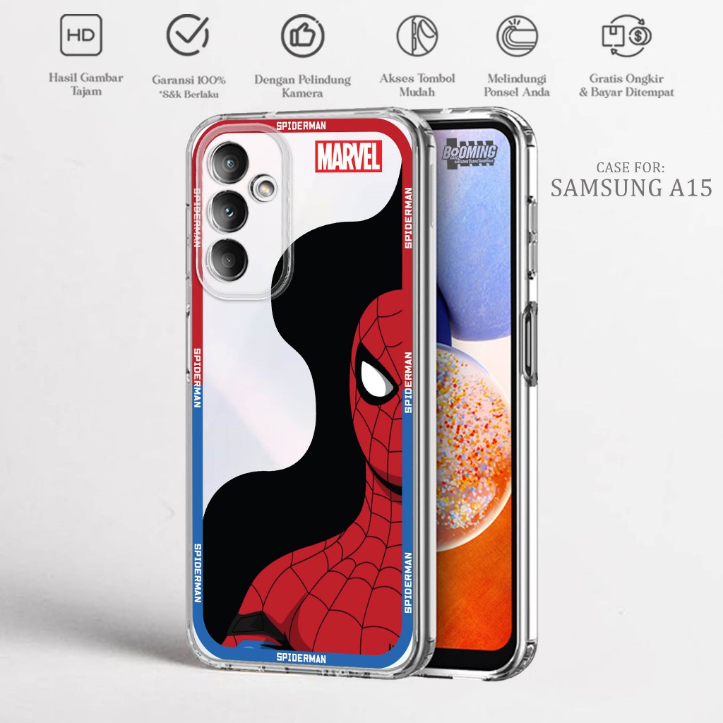 Case Samsung A15 Casing Samsung A15  Motif [SPIDERMAN] Booming Case Softcase Premium - Case Hp - Cas