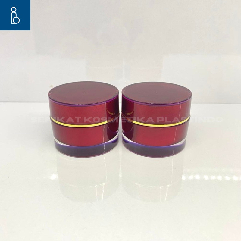 Pot Cream 10 Gram Acrylic Red Merah List Gold / Pot Acrylic 10 gr / Pot Kosmetik Acrylic 10 gr / Pot