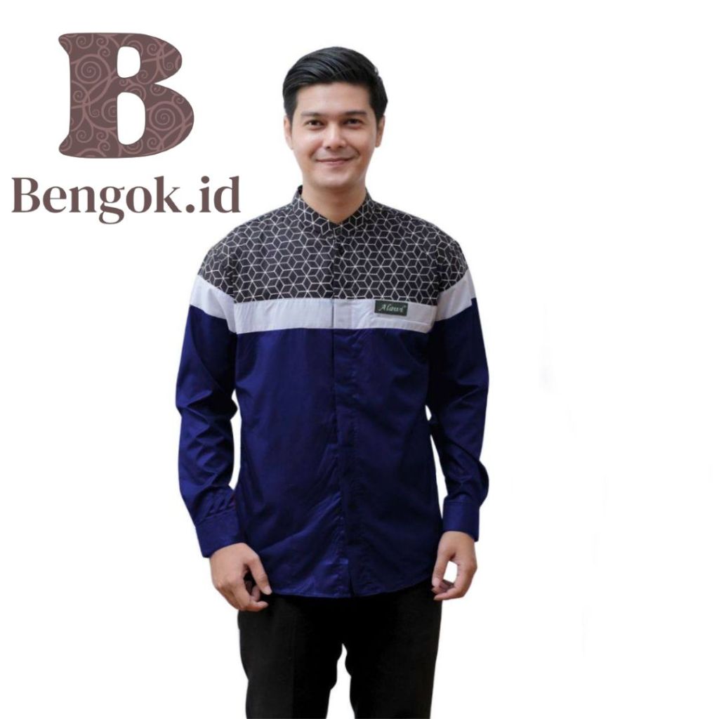 TERBARU Kemeja koko lengan panjang dewasa motif senopati warna coksu - baju koko dewasa motif