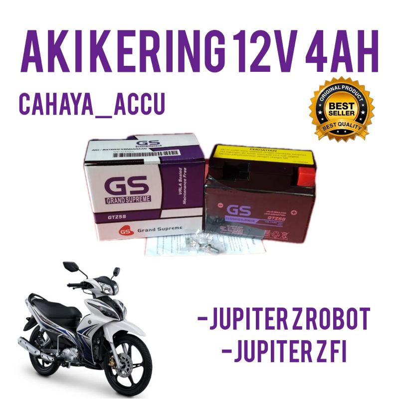 Aki motor jupiter z robot, jupiter z fi injection, aki gs grand supreme aki kering 12v 4ah