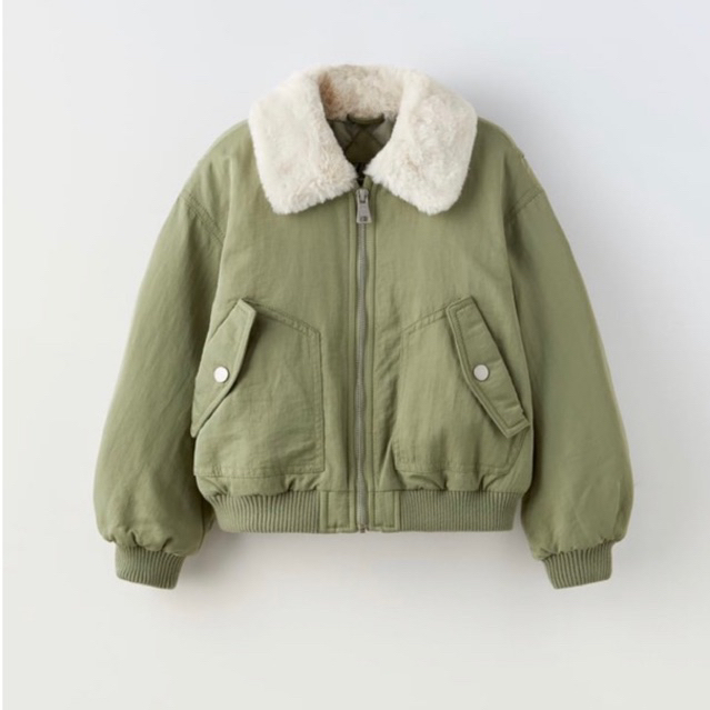 Jaket Musim Dingin Kerah Bulu Imitasi Zara