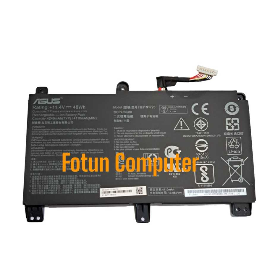 Baterai Laptop Asus ROG Strix G512 G512LI GL531 GL531GT GL731 B31N1726