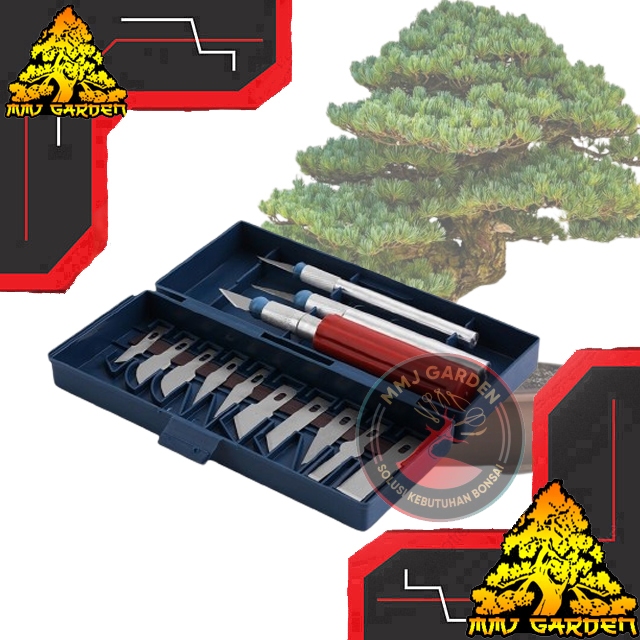 MMJ GARDEN-ALAT BONSAI pen cutter set, pisau sayat bonsai kelapa , bison 13 pcs pahat ukir