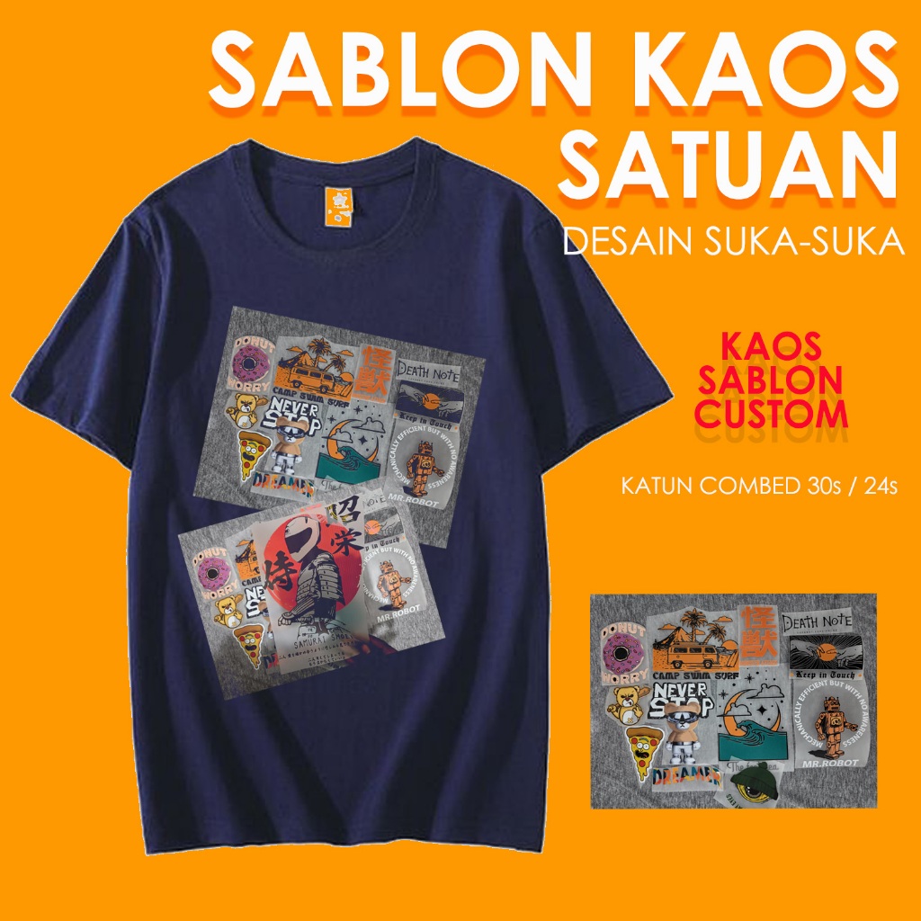 BIKIN KAOS SABLON CUSTOM SATUAN Desain Sendiri