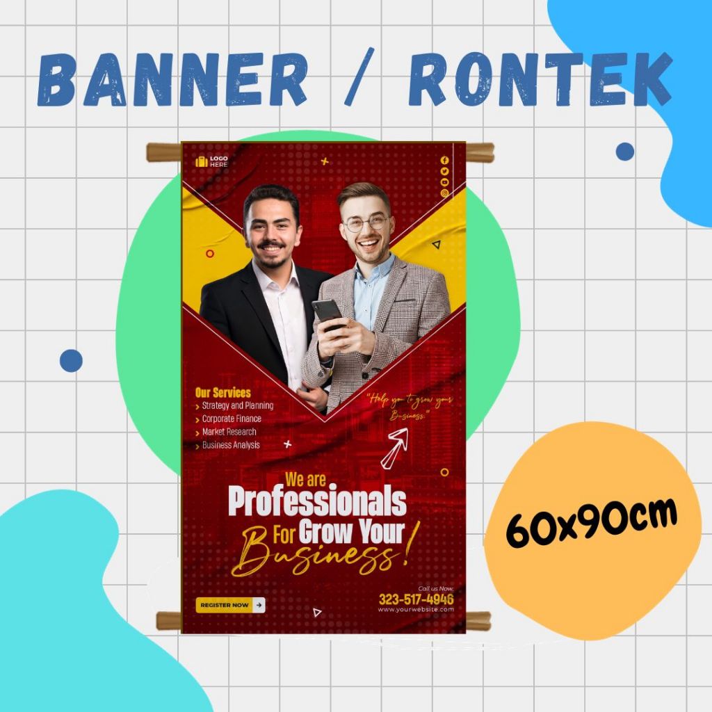 Cetak Print Spanduk Banner Rontek Rontag Kampanye Partai Pemilu Capres Caleg 60x90 cm Bahan MMT Flex
