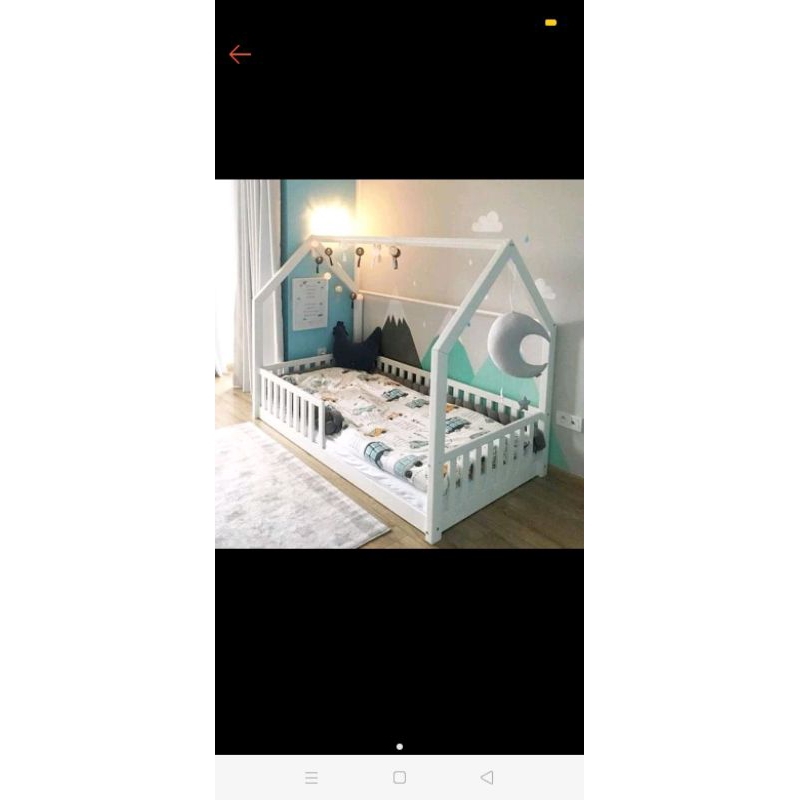 ranjang anak kayu jati Landa cat duko putih