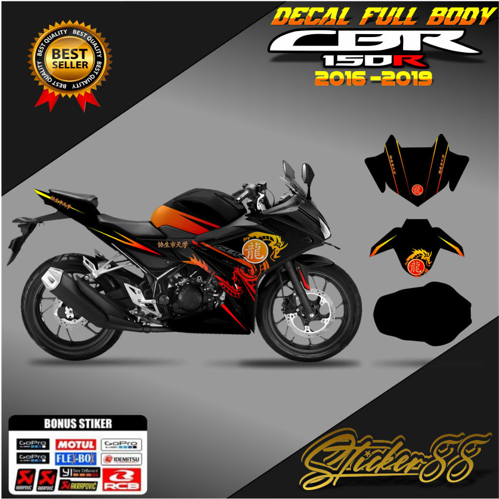 STICKER DECAL FULLBODY CBR 150R 2016 -2019 FACELIFT GRAFIS KANJI SIMPLE / DECAL FULL BODY CBR 150R K