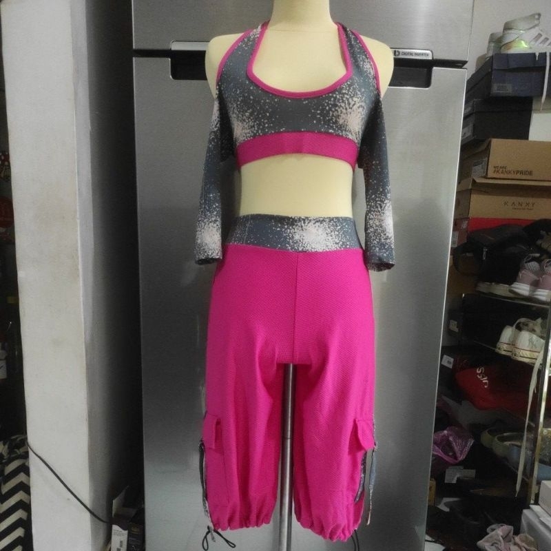 CARGO BRA SABRINA SETELAN SET BAJU SENAM ZUMBA HIPHOP DANCE AEROBIK CELANA CARGO BRA CROP SABRINA SE