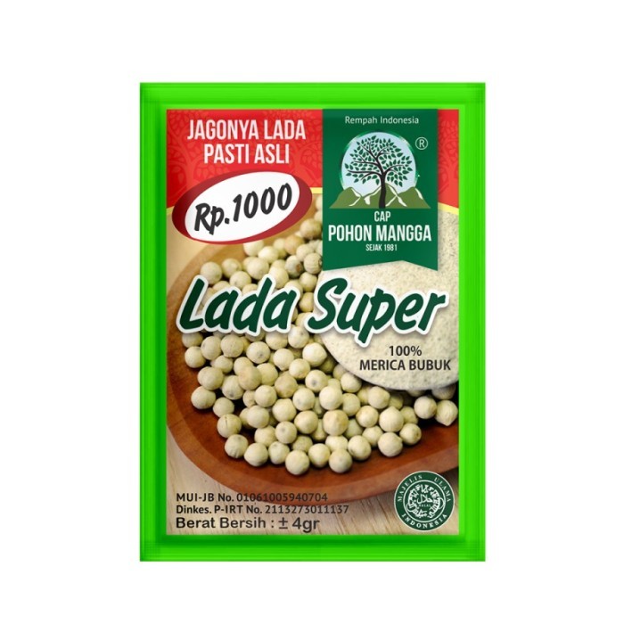 

Bumbu Cap Pohon Mangga Bumbu Masak LADA Super Bubuk Merica White Pepper Instan - Kemasan 1 Sachet