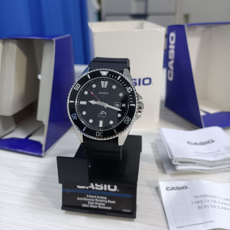 Casio analog MDV 106 MDV106 1A Duro Marlin Diver Black Fullset Second