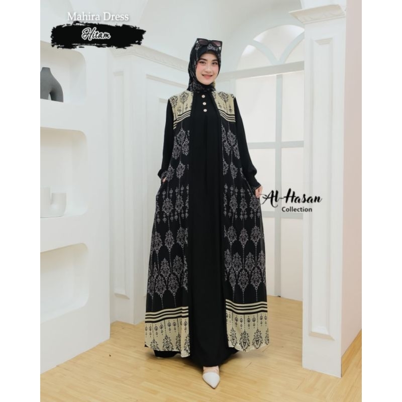 MAHIRA DRESS SET HIJAB SEGI EMPAT AL HASAN // Gamis Muslimah Set Segi Empat // Gamis Crinkle Air Flo