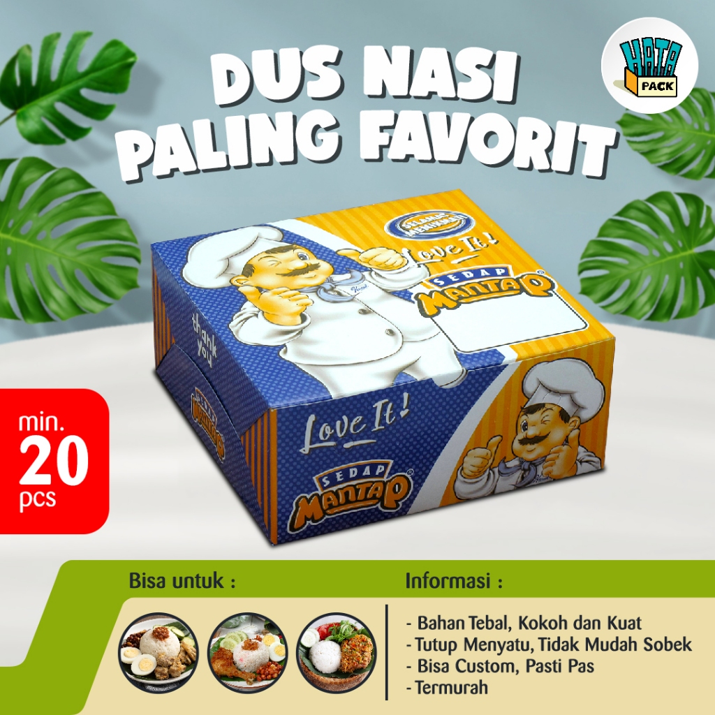Dus Nasi Kotak / Box Nasi Kotak / Dus Nasi Sedap Mantap 18 x 18 x 8 cm / Dus Box Kue Hansel Surabaya