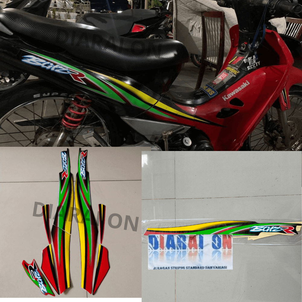 Stiker Striping Kawasaki Blitz R BlitzR Merah Murah