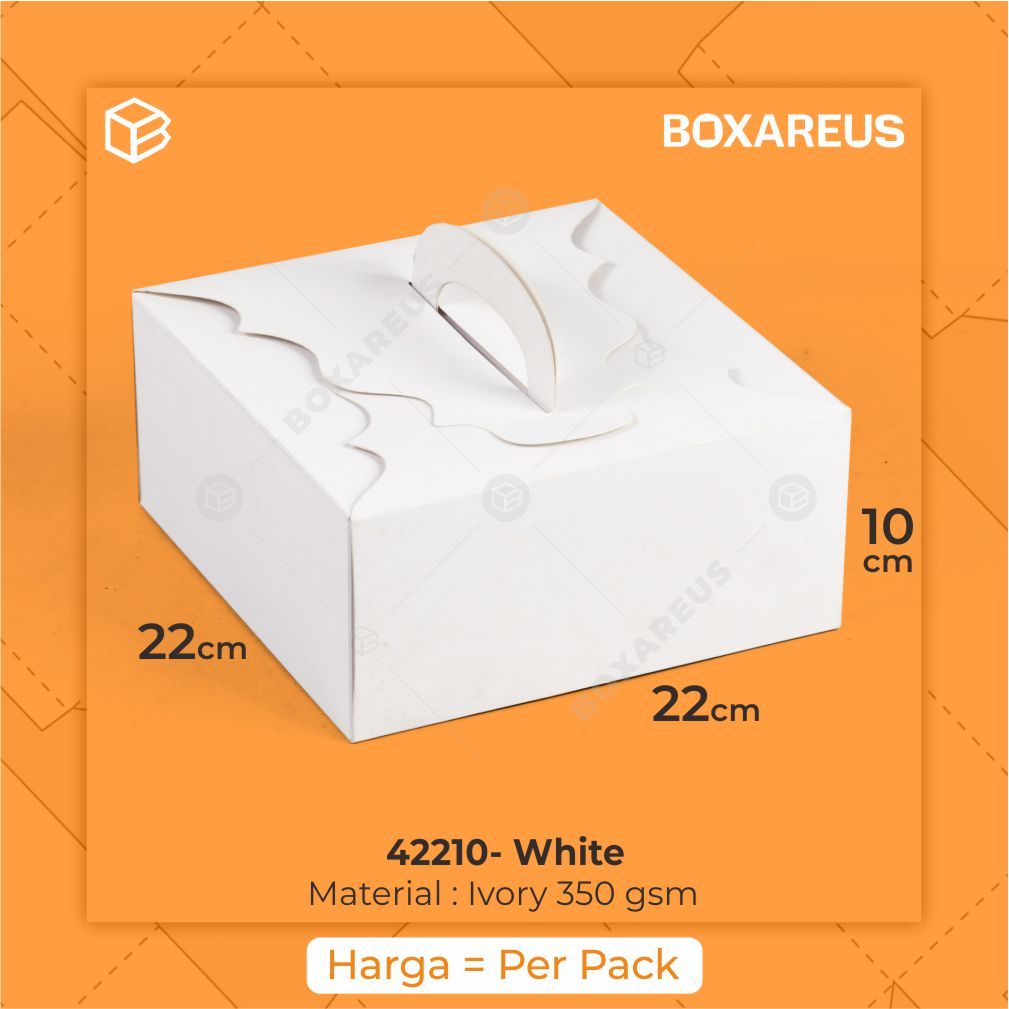 

Box Kemasan Packaging Dus Kotak Kue Cake Box | 42210 White & Flower (10pc)