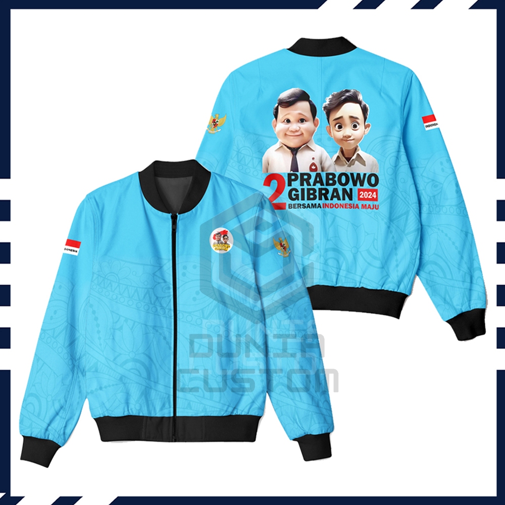 Jaket Prabowo Gibran | Jaket Bomber Pria Prabowo Gibran Pilpres 2024 Gemoy Fullprint
