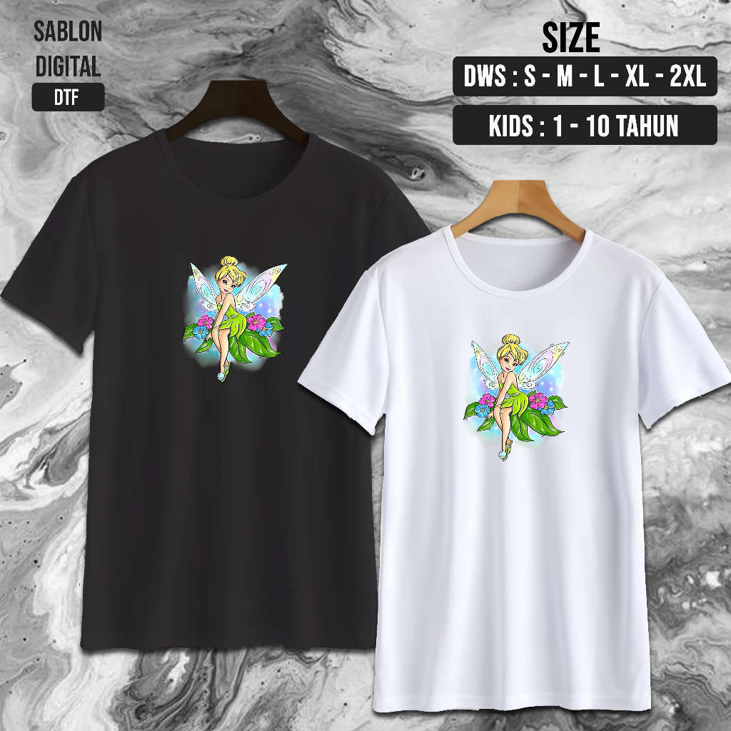 NW0178 Kaos TINKERBELL FLOWERS / Kaos TINKERBELL / Baju Kaos Oblong / Baju Anak anime/ Kaos Dewasa U