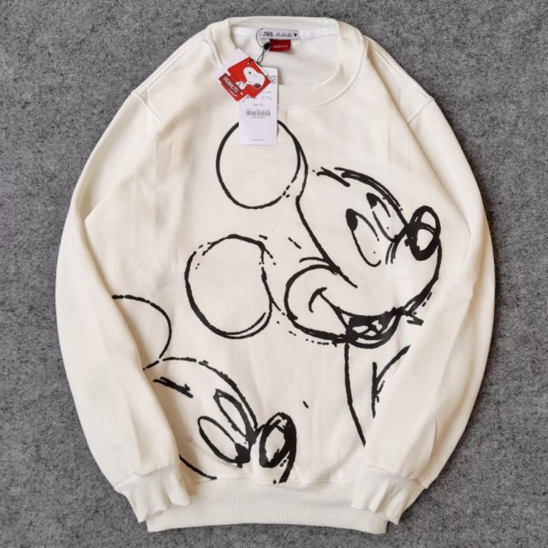 Crewneck Zara Mickey Premium Full Tag - CN Zara Full Tag
