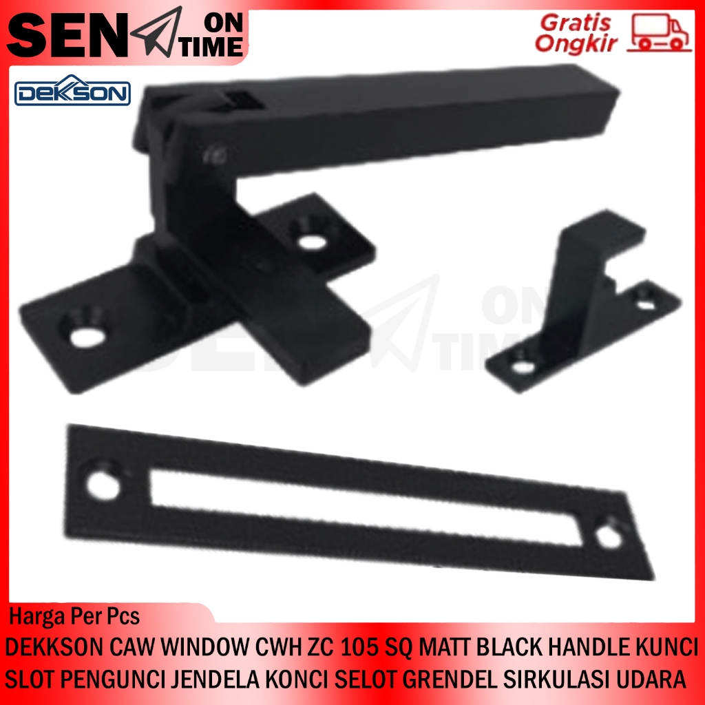 DEKKSON CAW WINDOW CWH ZC 105 SQ MATT BLACK HANDLE KUNCI SLOT PENGUNCI JENDELA KONCI SELOT GRENDEL S