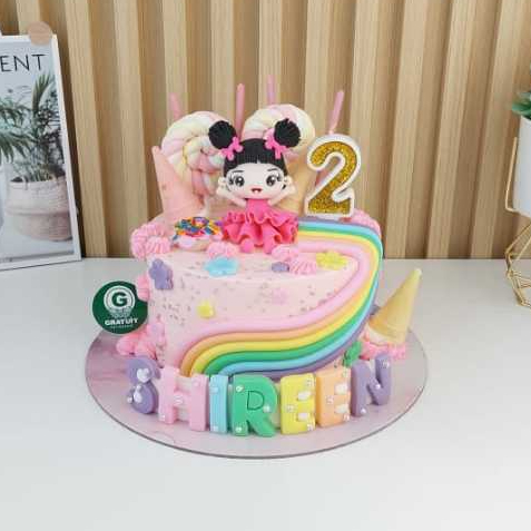 

CAKE TEMA FIGUR RAINBOW UK 15CM / KUE ULANG TAHUN