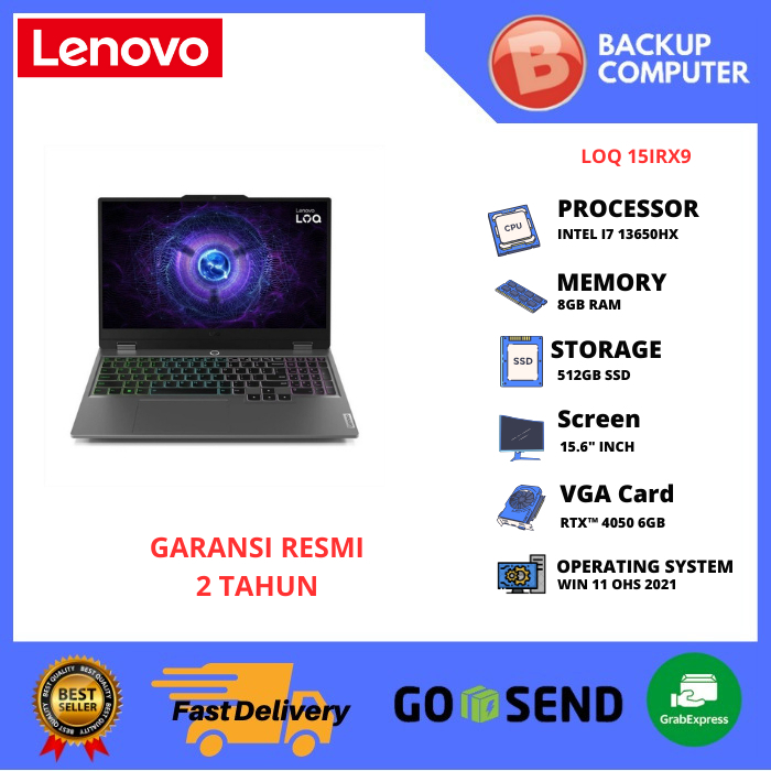 LAPTOP LENOVO LOQ 15IRX9 83DV000PID i7 13650HX 8GB RAM / RTX 4050 6GB