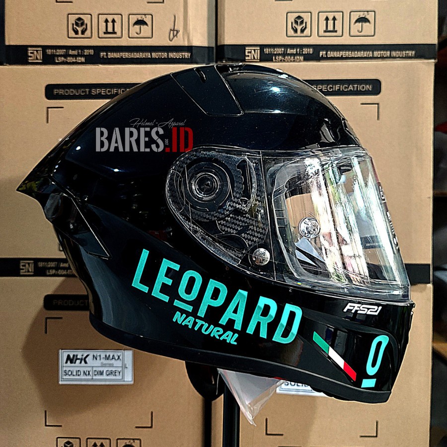 RSV FFS21 Solid Black Gloss Stiker Leopard Tosca Helm Full Face