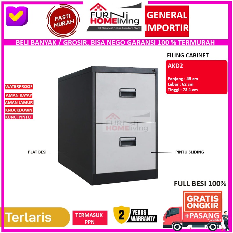 Filling Cabinet Besi 2 Laci / 2 Susun AKD2