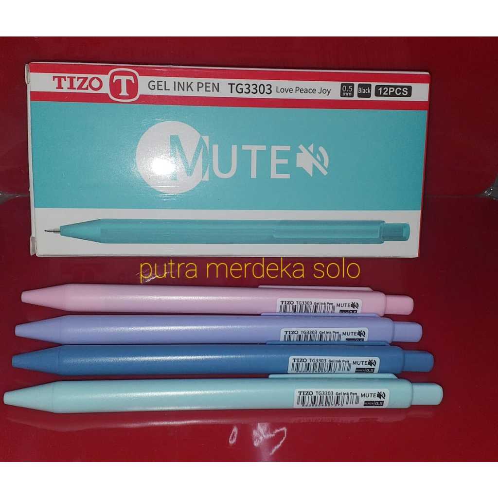 

Ballpoint Gel Ink, Bolpen Gel Klik Tizo TG-3303, Pulpen Gel Fancy Tizo Mute 0.5mm