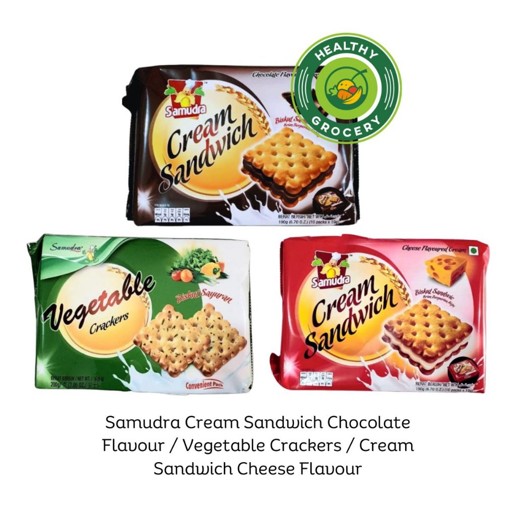 

Samudra Cream Sandwich Cheese 190gr / Cream Sandwich Chocolate 190gr / Vegetable Crackers 200gr