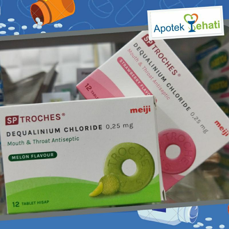 SP Troches Meiji isi 12 Tablet Hisap Rasa Strawberry & Melon Obat Radang Tenggorokan Anak
