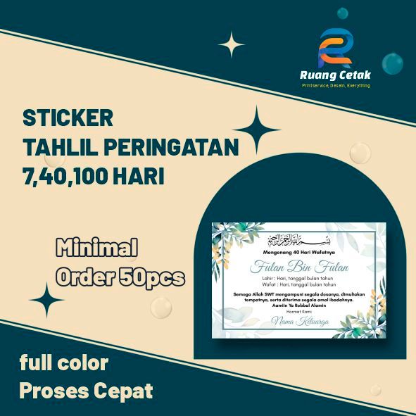 Stiker Tahlil Peringatan 7, 40, 100, &amp; 1000 Hari