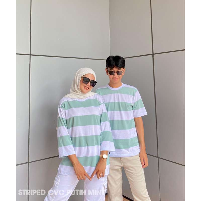 kaos atasan wanita strip polos aldira oversize / kaos atasan baju couple / baju pasangan couple / ka